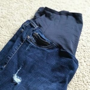 Skinny boyfriend maternity jeans, full panel.